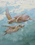 36x48 Modern oil painting of 2 sea turtles  in ocean 72071027 image 0