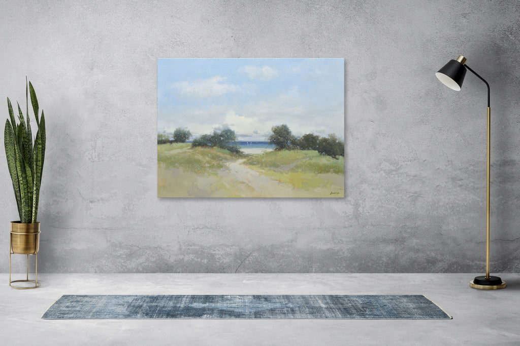 Giclee on Canvas-Modern Beach Grass &Ocean Artwork 8196502 image 1