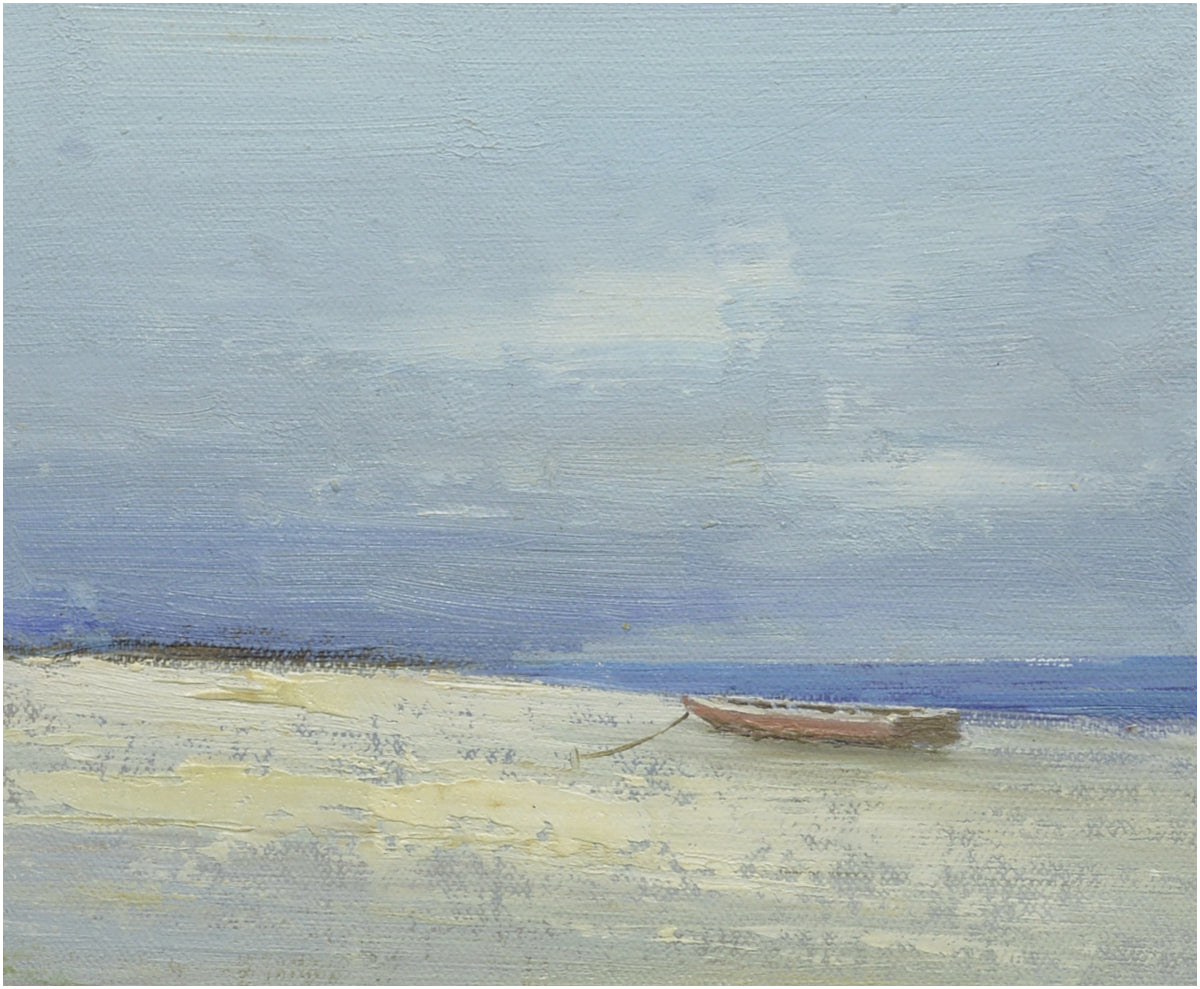 8x10 Modern oil painting of boat on beach 1181920 image 0