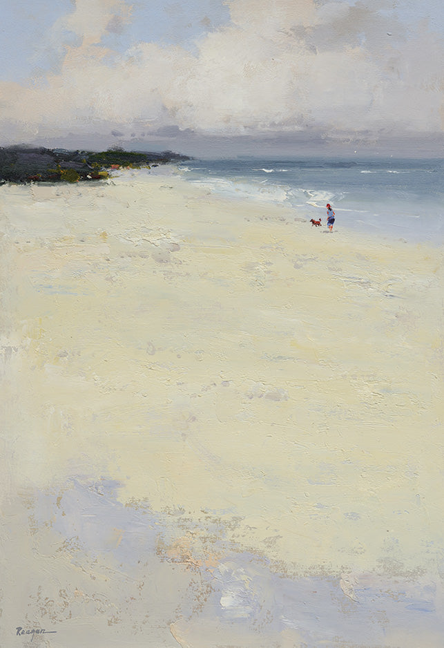41607504 Kids and a dog on beach;24"x36", Giclee on canvas image 0