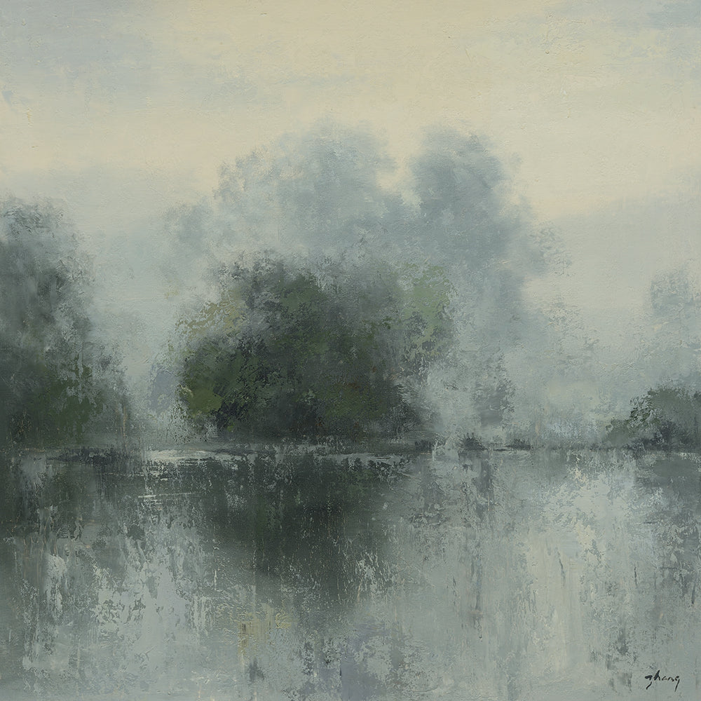 Lake, 36"x36" modern landscape giclee on canvas image 0