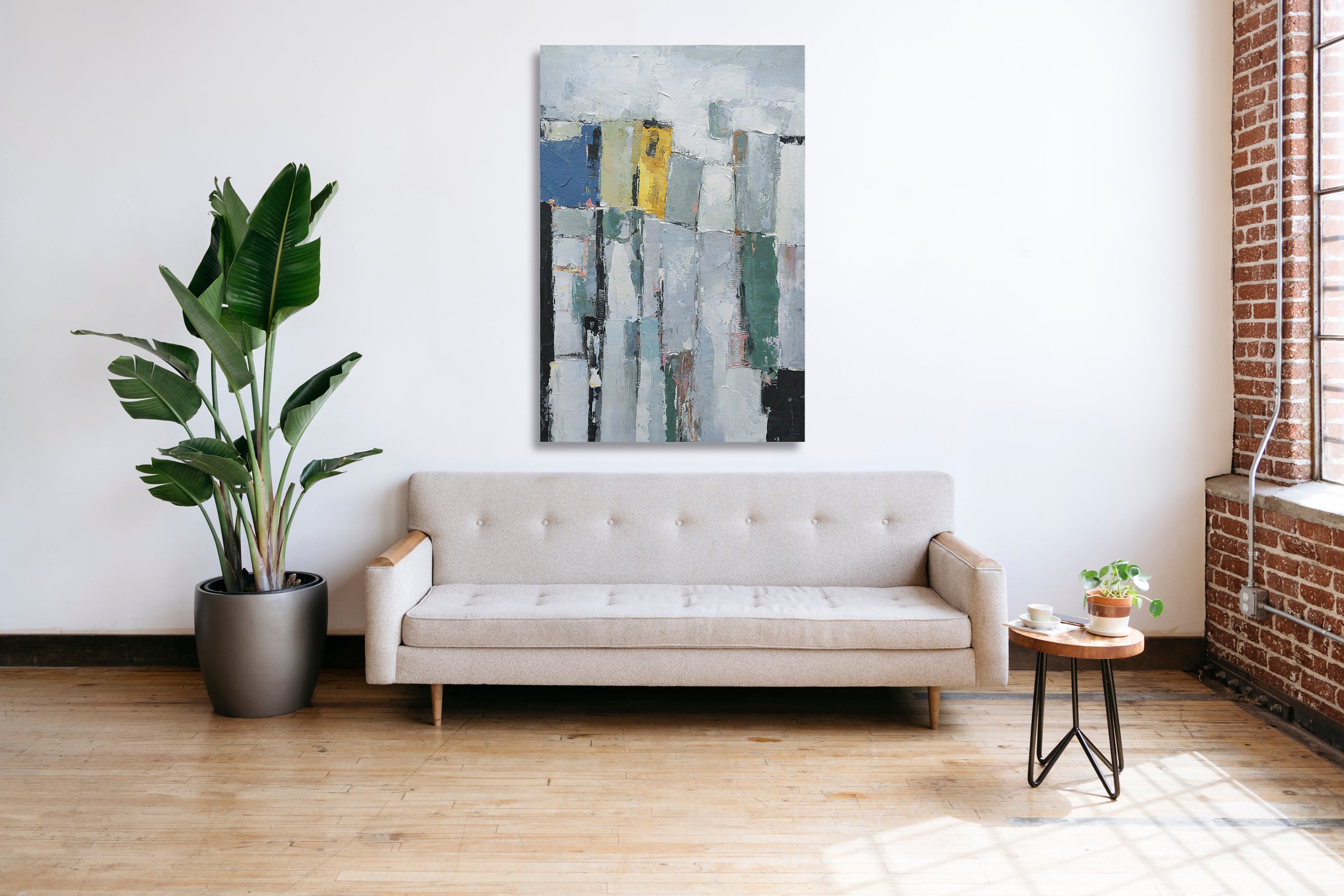 Giclée on Canvas-Modern Gray Theme Abstract Artwork 9220104 image 3
