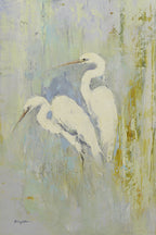 24x36 oil painting on canvas of 2 white egrets 41962708 image 0