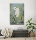 24x36 oil painting on canvas of white egret on tree branch 41992812 image 1