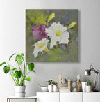 16x16 oil painting of petunia flowers white and purple 22010507 image 1