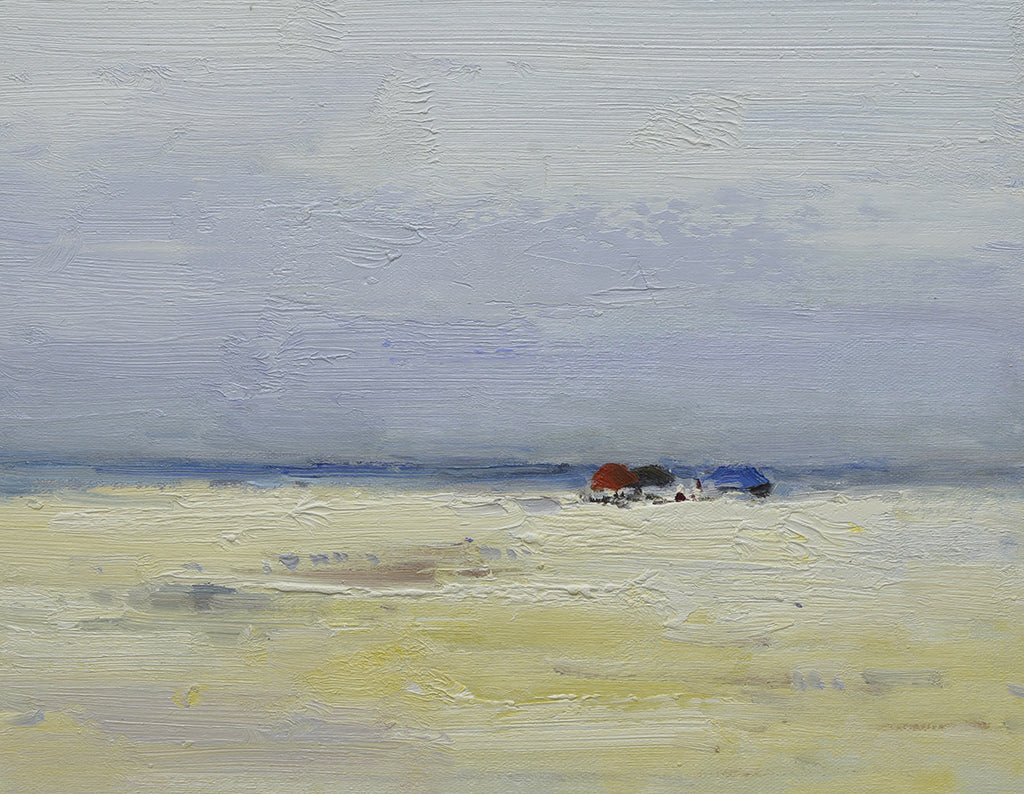 12x16 oil painting on canvas of people and boat on beach 22010539 image 0