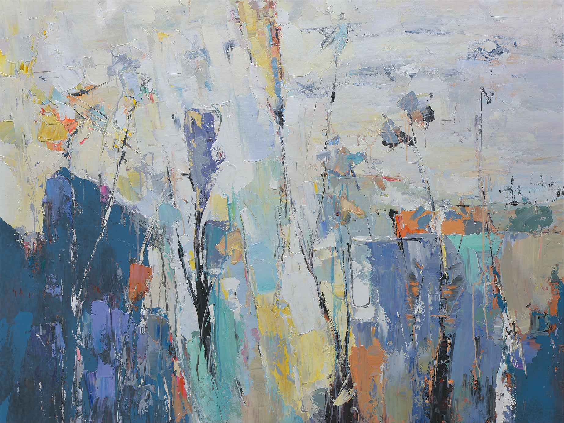 Palm Tree Landscape Oil Painting Cool Color – America Arts