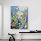 Studio art 36X48 large abstract oil painting on with bright colors S-81912604 image 1