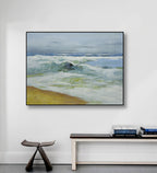 Studio art 36X48 large abstract oil painting of beach waves S-81912502 image 1