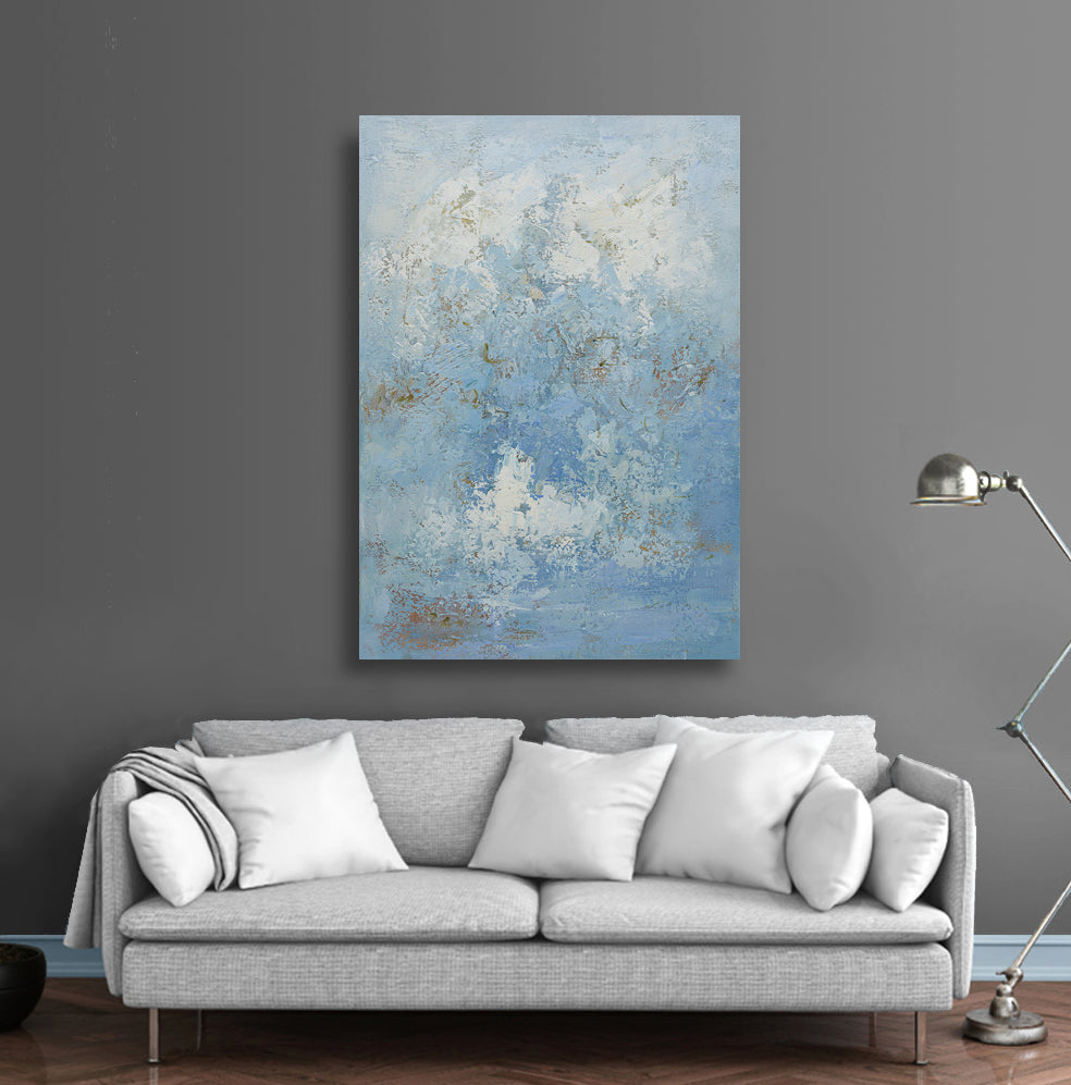 24x36 abstract oil painting on canvas with bluess 41991501 image 1