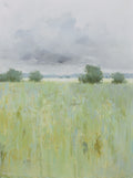 Original Oil Painting – "Whispers Before Rain" | Impressionist Green Meadow Landscape | Hand-Painted Fine Art
