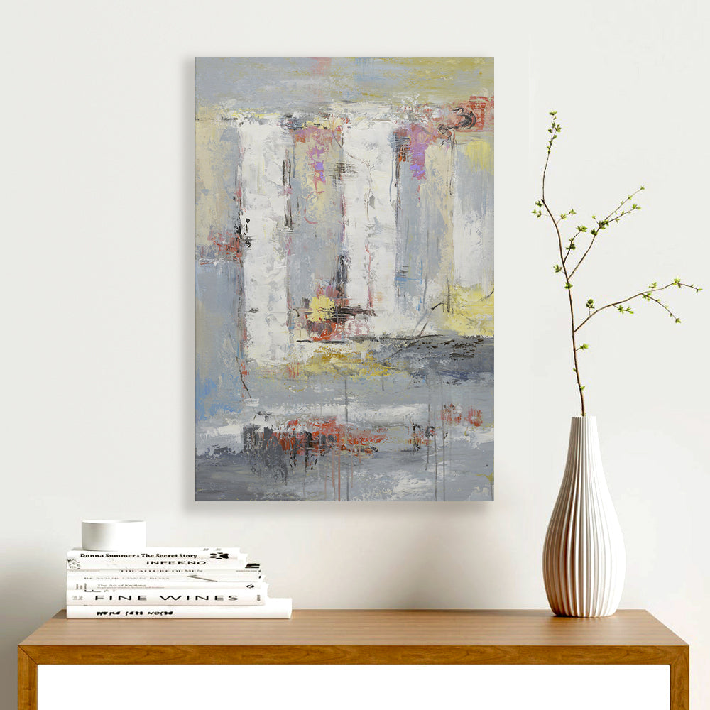 24x36 abstract oil painting on canvas with pinks and whites 42010102 image 1