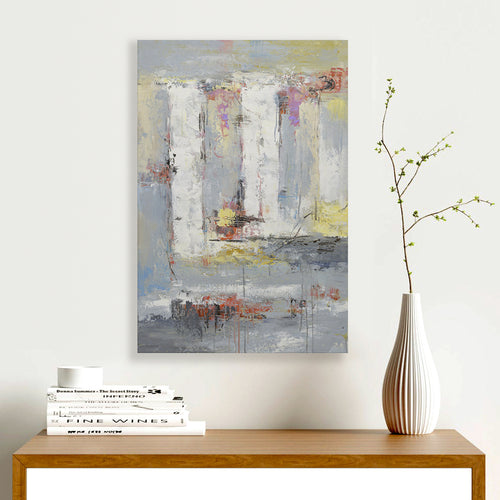 24x36 abstract oil painting on canvas with pinks and whites 42010102 image 1