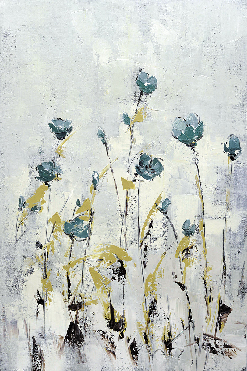 24x36 abstract oil painting on canvas with blue flowers 41980208 image 0