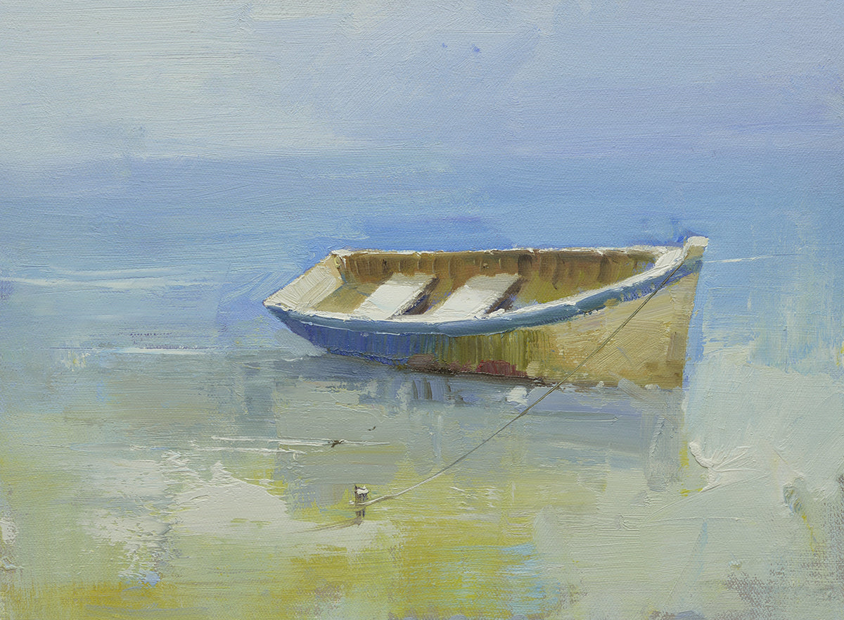 12x16 oil painting on canvas of boat on beach 22010537 image 0