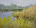12x16 oil painting on canvas of egrets in marsh landscape 22010525 image 0