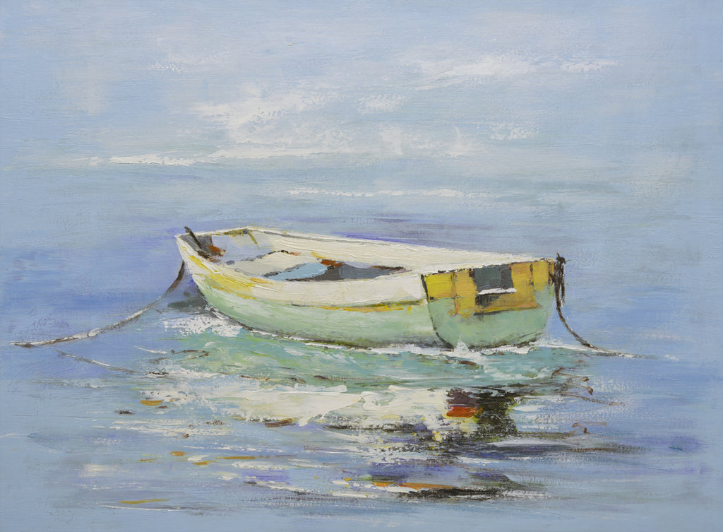 Studio art 36X48 large abstract oil painting of boat on water S-81912505 image 0