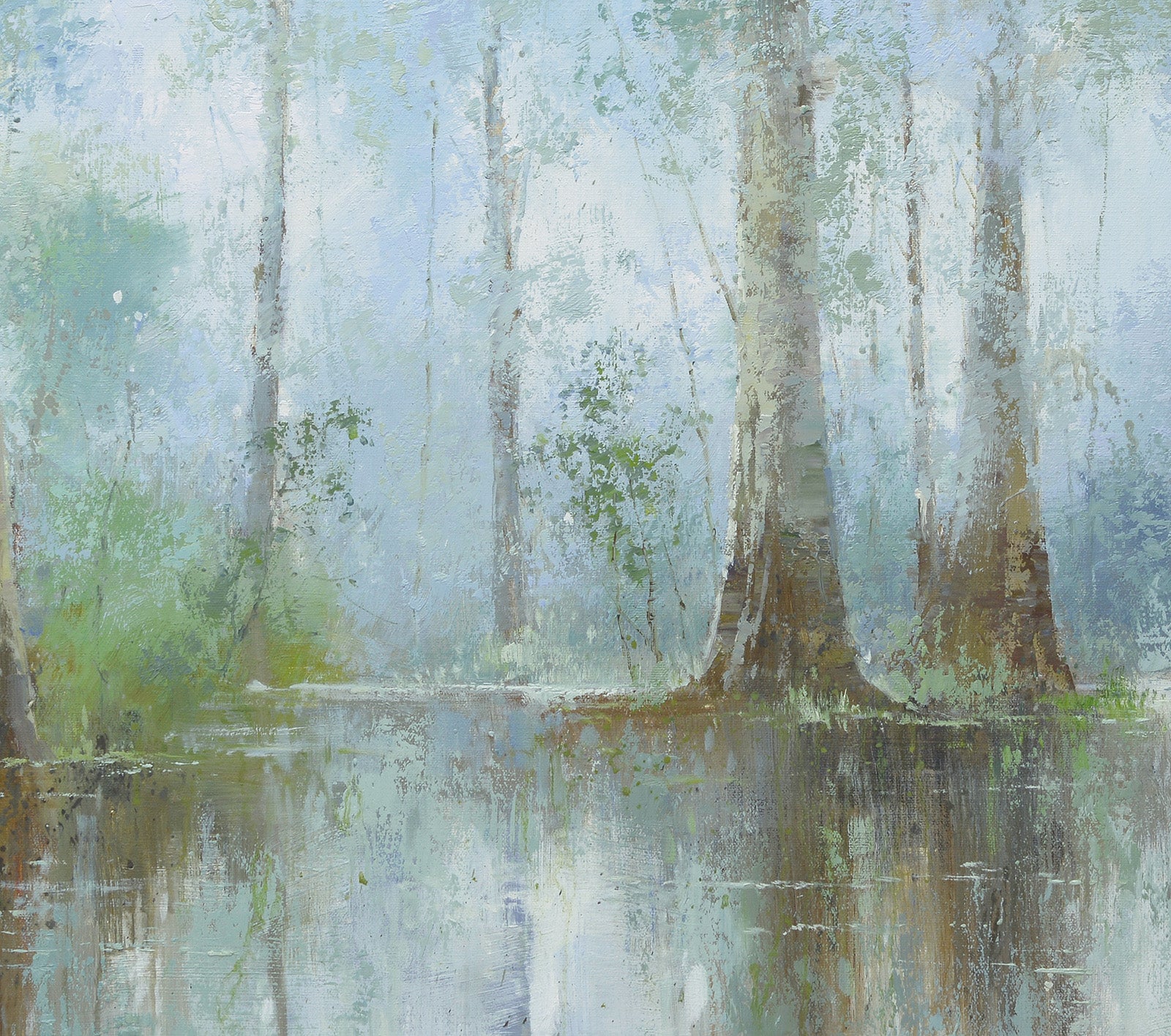 Original Oil Painting – "Morning Mist" | Cypress Swamp Reflection | Large Format Landscape Art