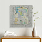 16x16 abstract oil painting on canvas with grays and blue 22071001 image 1