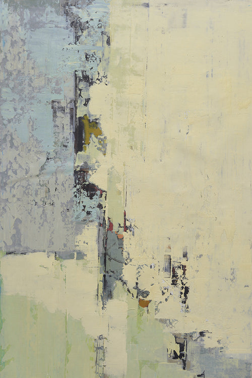 24x36 abstract oil painting on canvas with gray blue and yellow 41951217 image 0
