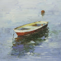 16x16 oil painting on canvas of little red boat on water 22010514 image 0