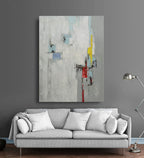 Studio art 36X48 large abstract oil painting with red yellow S-81912201 image 2