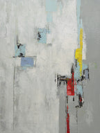 Studio art 36X48 large abstract oil painting with red yellow S-81912201 image 0