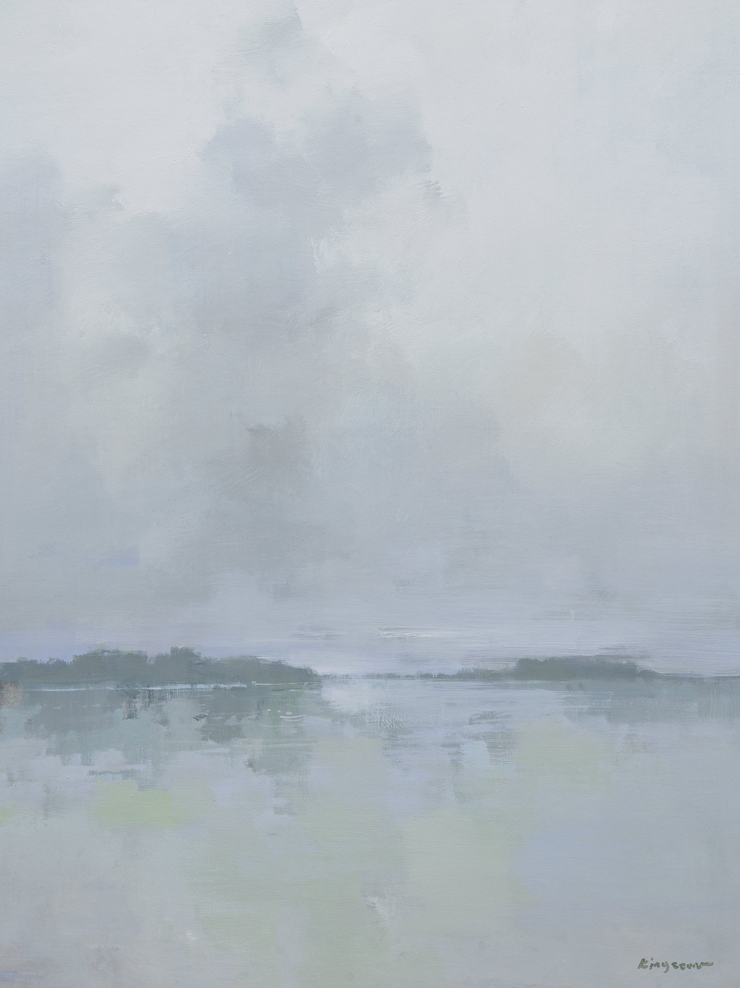Giclée on Canvas-Modern Gray Lake Artwork P438 - 822888 image 0