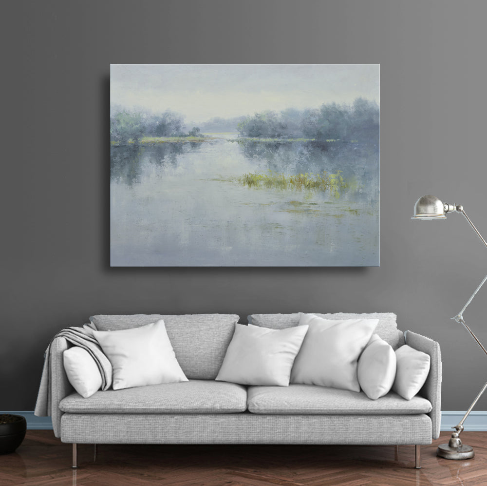 36x48 Modern oil painting of lake view 72071030 image 1