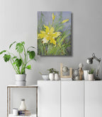 12x16 oil painting on canvas of yellow daylily flowers 22010524 image 1