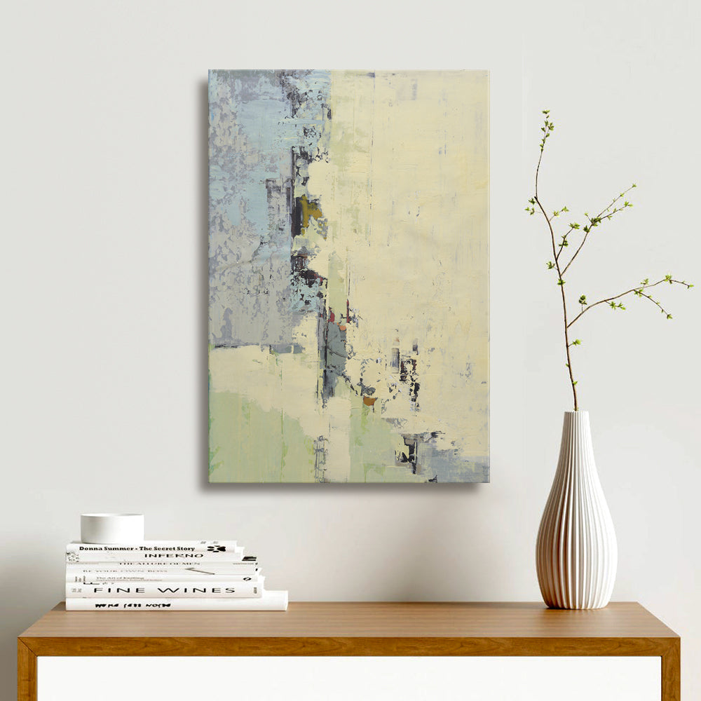 24x36 abstract oil painting on canvas with gray blue and yellow 41951217 image 1