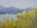 12x16 oil painting on canvas of egrets in marsh landscape 22010526 image 0