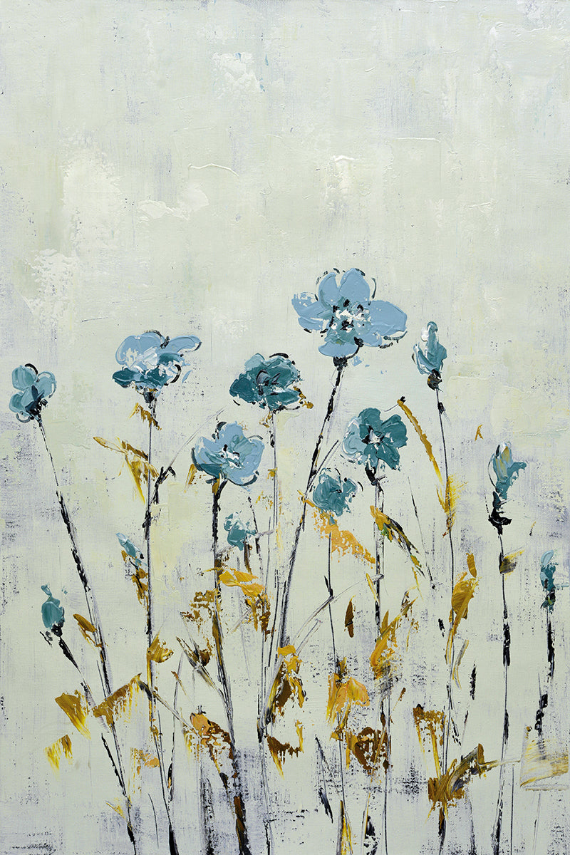 24x36 abstract oil painting on canvas with blue flowers 41981305 image 0