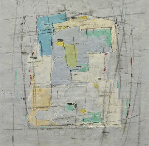 16x16 abstract oil painting on canvas with gyra and blues 22071001 image 0