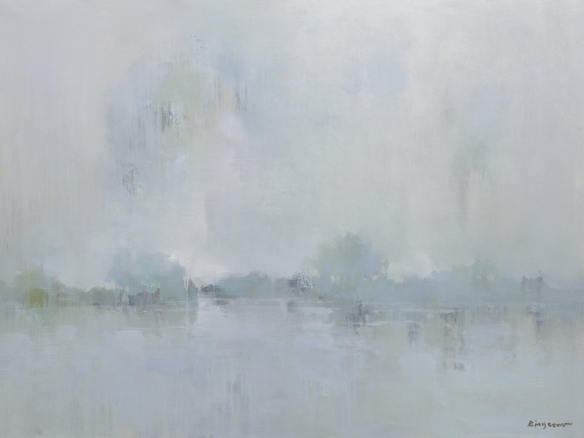 Giclée on Canvas-Modern Gray Lake Artwork P436 image 0